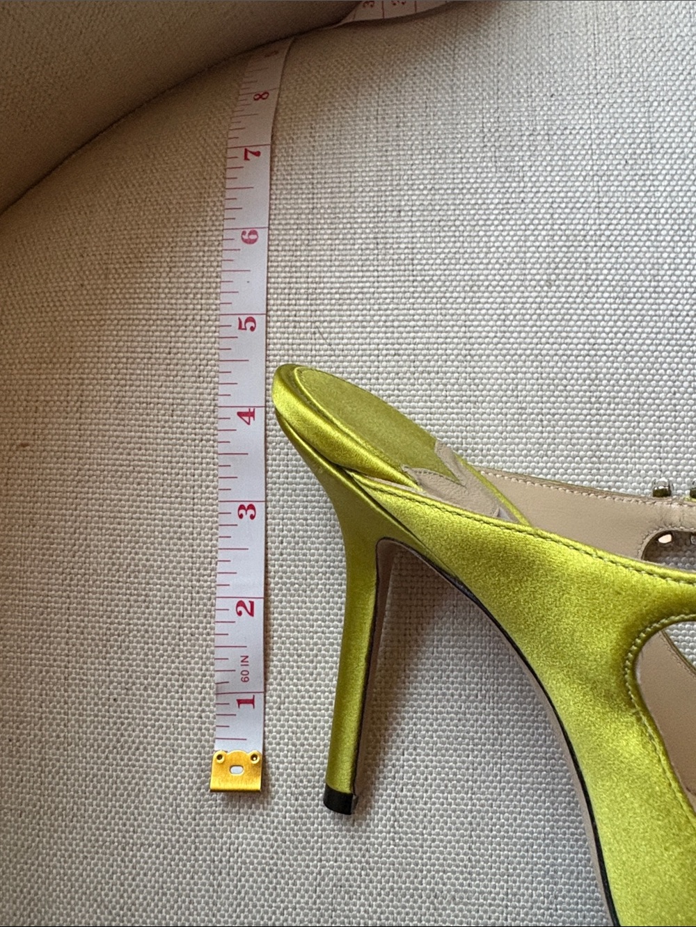 Jimmy Choo Chartreuse Crystal-Strap Pointed Toe Stilettos 37 1/2 - Picture 10 of 10